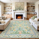 Wonnitar 10x14 Machine Washable Area Rugs, Green Floral Large Rugs for Living Room, Ultra-Thin Foldable Boho Flower Print Bedroom Carpet for Dorm Apartment Office by TinyTreasures Baby Boutique