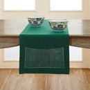 Solino Home Linen Rainforest Green Table Runner 156 Inches Long - 100% Pure Linen Extra Long Table Runner 14 x 156 Inch for Fall, Autumn, Thanksgiving - Classic Hemstitch by CozyNest Decor