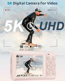 5K Digital Camera - 72MP UHD Digital Cameras for Photography - Autofocus Point and Shoot Small Camera with Flash for Kids - 2.8 Inch Screen Compact Portable Vlogging Camara with 16X Zoom, 32GB SD Card by TinyTreasures Baby Boutique
