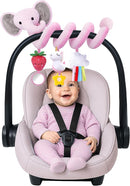 Stuffed Spiral Car Seat Toys for Baby Girls 0-6 Months, Perfect Newborn Gifts for Girls Essentials, Cute Pink Elephant Plush Items by TinyTreasures Baby Boutique