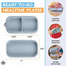 Travel Silicone Portable Feeding Supplies - Toddler Suction Plates, Silicone Baby Spoon & Fork, Lightweight Foldable Bib & Waterproof Storage Bag - 6 Piece Set by TinyTreasures Baby Boutique