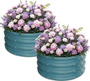 ZXZYHFTY Round Galvanized Raised Garden Bed kit,Blue Outdoor Garden Raised Planter Box, Round Large Metal Raised Garden Beds for Vegetable 2 * 2 * 1ft 2 Pcs by GreenHaven Gardens