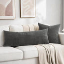 Fancy Homi 2 Packs Dark Gray Decorative Throw Pillow Covers 18x18 Inch for Living Room Couch Sofa, Rustic Farmhouse Boho Home Decor, Soft Corss Corduroy Patchwork Textured Square Cushion Case 45x45 cm by CozyNest Decor