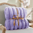 BEDELITE Faux Fur Throw Blanket for Couch, Soft and Cozy Luxurious 3D Striped Fluffy Blanket, 770GSM Thick Warm Plush Fuzzy Faux Rabbit Fur Blanket for Women Gift (Lavender, 60"x 80") by CozyNest Decor