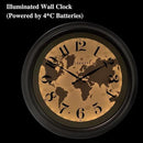 CLXEAST 18 Inch Illuminated Wall Clock with Smart LED Light Sensor, Large Modern World Map Wall Clocks for Living Room Decor,Oil Rubbed Bronze,Unique House Warming Gifts by CozyNest Decor