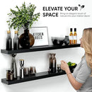 Homeforia Floating Black Shelf 60 inch, High End Solid Real Wood 60 inches Long Floating Shelves for Wall, Black Wooden 60inch Large Floating Shelves, Heavy Duty Bracket, 60 X 6.5 X 1.75 in, Set of 2 by CozyNest Decor