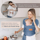 Baby Wrap Carrier - Premium Cotton Baby Carrier Wrap for Newborn to Toddler- Infant Carrier- Baby Holder One Size Fits All with Front Pocket (Grey) by Max&so by TinyTreasures Baby Boutique