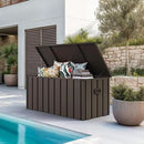 PURPLE LEAF Outdoor Deck Box 100 Gallon Waterproof Lockable Storage Box Container with Lid Deck Organization for Patio Cushions Side Table Pool Accessories Garden Tools, Brown by CozyNest Decor
