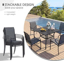 VICLLAX Patio Dining Set for 6, Outdoor Furniture Set Includes 47.2" Round Patio Table and 6 Patio Sling Chairs, Grey Tabletop and Grey Fabric by GreenHaven Gardens