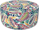 LVTXIII Indoor/Outdoor Inflatable Ottoman, D31 x H14 Inch Large Round Ottoman, All Weather Foot Rest Stool, Portable Footrest for Patio, Garden, Camping and Home - Vigour Paisley by CozyNest Decor