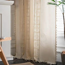 Sutuo Home Boho Curtain Crochet Lace Patchwork Semi-Blackout Bohemian Handmade Tassels, Rod Pocket Window Treatment Vintage Rustic Farmhouse Drapes for Bedroom, 1 Panel 59" W x 96" L, Beige by CozyNest Decor