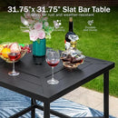PHI VILLA 3 PCS Patio Bar Set, Bar Height Chair with 3.5" Thicker Cushion & Retro-Metal Square Table,Sturdy and Durable,Outdoor Height Bar Dining Set for Poolside,Yard by CozyNest Decor