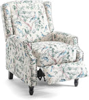 UIXE Floral Pushback Recliner Chair, Fabric Upholstered Armchair Push Back Accent Chair for Living Room, Rivet Trim Club Chair Home Theater Single Sofa Reading Seat - Bird by CozyNest Decor