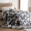 Cozy Faux Fur Throw Blanket for Bed-Warm Fuzzy Throw Blanket, Soft Plush Thick Bubble Blankets for Bedroom and Living Room, Furry Luxury Blanket, 90 x 108,Tie-Dye Grey by CozyNest Decor