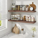 36 Inch Floating Shelves, 9.3 Inch Deep Rustic Wall Shelves - Extra Deeper Wall Mounted Storage Shelves for Bathroom, Kitchen, Living Room (Walnut, Set of 2) by CozyNest Decor
