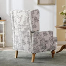 DUOMAY Tufted Accent Chair, Modern Linen Upholstered Wingback Side Arm Chair for Living Room Bedroom with Wood Legs, Comfy Reading Guest Chair for Office, Beige Flower Pattern by CozyNest Decor