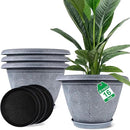 16 Inch Large Planter Pot for Plants Indoor Outdoor, 4 Pack Plastic Flower Pots with Drainage Hole & Tray, Modern Decorative Garden Pot with Saucer, Plant Container for House by GreenHaven Gardens