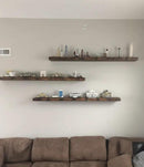 joelsantiques Floating Shelf, Wood Wall Shelf, Natural Wooden Home Decor for Bathroom Kitchen Bedroom, Hanging Mounted Invisible Bracket (Medium Brown, 7" Deep x 42" Wide) by CozyNest Decor