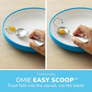 Omie® Easy Scoop Plates for Kids | Unique Design Helps Food Fall into the Spoon, Not on the Table | Made from Plants | 3 Plates + 2 Silicone Dividers | Blue by TinyTreasures Baby Boutique
