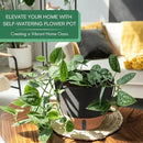 montresor 2 Pack 8 inch Plant Pots, PP Plastic Self Watering Plant Pot with Drainage and Tray for Indoor Outdoor Plants, Water Level Window & Reservoir Flower Pots Decorative Planter (Black) by CozyNest Decor