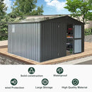 Domi Outdoor Storage Shed 11' x 9', Metal Steel Utility Tool Shed Storage House with Double Lockable Doors & Air Vents for Backyard Patio Garden Lawn Dark Grey by GreenHaven Gardens