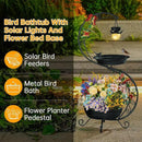 Bird Bath for Outside with Solar Lamp, 36" Birdbaths for Outdoors with Planter Flower Pot, Metal Bird Bath Bowl for Garden Yard Decor (All Black) by GreenHaven Gardens