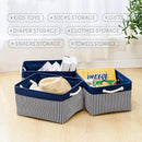 TcaFmac Storage Basket for Organizing - Large 4 Pack Foldable Storage Bins Baskets for Shelves with Ropes, Fabric Storage Cubes for Cloth Toy Gift Kids (Navy & White 16x12x8 inch) by CozyNest Decor