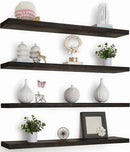36 Inch Floating Shelves for Wall Rustic Brown Wood Wall Shelves for Bedroom Set of 4 by CozyNest Decor