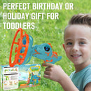 Electric Dinosaur Bubble Machine Gun for Kids Ages 4-8, Big Dino Bubble Blaster with Bubble in Giant Bubble Design, Outdoor Backyard Toys Fun for Toddlers 1-3-5 Birthday Parties by TinyTreasures Baby Boutique