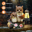 Json Garden Owls Statue with Solar LED Lantern, Loving Owls Family Embrace, Gifts for Mom Yard Art, Whimsical Figurine Large Sculpture Lighted Outdoor Mother's Day Spring Decorations for Lawn, Porch by CozyNest Decor