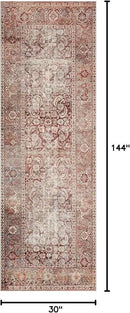 Loloi Layla Collection LAY-11 Cinnamon/Sage 2'-6" x 12'-0" .13" Thick Runner Rug, Soft, Durable, Vintage Inspired, Distressed, Low Pile, Non-Shedding, Easy Clean, Printed, Living Room Rug by CozyNest Decor