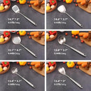 18/10 Stainless Steel Kitchen Utensils Set - 12 PCS All Metal Cooking Tools & 15″ Serving Utensils - Potato Masher, Meat Fork, Tongs, Turner, Pasta, Serving Spoon, Skimmer, Ladle, Spatula Spoon Set by CozyNest Decor