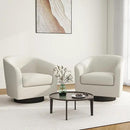 Swivel Barrel Accent Chair, Modern Round Linen Arm Chair for Living Room, Bedroom, Comfy Club Reading Chairs for Adults（Linen Fabric, Beige, Set of 2 by CozyNest Decor