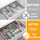 SpaceAid 14-Piece Bamboo Drawer Organizer Storage Boxes Set, Wood Tray Junk Drawer Organizers Multi-Use Divider Bins for Kitchen, Bathroom, Office Desk and Makeup Organization (14 Pack, Gray) by CozyNest Decor