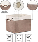 Bidtakay Large Storage Baskets with Handles for Organizing 16" x 11.8" x 11.8" Rustic Shelf Baskets [2-Pack] Foldable Clothes Baskets Fabric Collapsible Bins for Closet (White&Earthy Brown) by TinyTreasures Baby Boutique