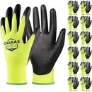 OKIAAS Work Gloves for Men, Ultra Thin and Lightweight with Grip, 12 Pairs Bulk Pack Construction Gloves with Polyurethane Coating, Safety Gloves for Light Duty Work (Green, Medium) by GreenHaven Gardens