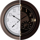 CLXEAST 18 Inch Illuminated Outdoor Indoor Atomic Analog Wall Clock with Temperature & Humidity, Lighted Outdoor Clocks for Patio Large Waterproof with Thermometer,Bronze Finish,House Warming Gifts by CozyNest Decor
