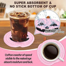 Whaline Halloween Pumpkin Cotton Coasters Pink Pumpkin Face Handmade Braided Drink Coasters Absorbent Cup Mats for Trick or Treat Party Home Table Decor, Set of 4 by CozyNest Decor