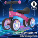 Baby Balance Bike Toys for 12-36 Months Kids Toy Boy and Girls Gifts Toddler Best First Birthday Gift Children Walker No Pedal Infant 4 Wheels Bicycle (Colorful, Rose Red-Light) by TinyTreasures Baby Boutique