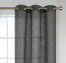 MIUCO Semi Sheer Curtains Poly Linen Textured Solid Grommet Curtains 95 Inches Long for Bedroom 2 Panels (2 x 37 Wide x 95" Long) Charcoal Grey by CozyNest Decor