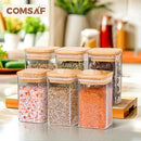 ComSaf 6Pcs 8oz Spice Jars with Label Trial Set, Glass Spice Jars with Bamboo Lids Supplementary Set, Seasoning Container Trial Pack, Perfect for Ktichen Starter by CozyNest Decor