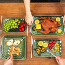 vicrays Ceramic Rectangle Serving Platters - 14" 12" 10" Porcelain Serving Trays Plates for Party BBQ Appetizers Sushi Dessert - Microwave Oven and Dishwasher Safe - Set of 3 Green by CozyNest Decor