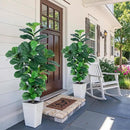 Fiddle Leaf Fig Tree, 5ft Tall Fake Silk Tree in White Planter, Faux Floor Plants with 108 Fiddle Leaves, Artificial Plants for Home Office Decor Indoor by CozyNest Decor