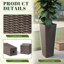 JUMMICO Set of 2 Resin Rattan Tall Planters for Outdoor Plants, Large Tapered Planters with Drainage Holes&Inner Trays, Flower Pots for Garden, Patio, Porch, Backyard (Brown, 32'') by CozyNest Decor