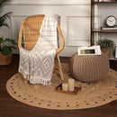 REDEARTH Round Pouf Ottoman - Hand Knitted Cable Boho Poof Home Décor Pouffe Circular Footrest for Living Room - Bedroom - Lounge - 100% Cotton (19.5"x19.5"x14") - Beige by CozyNest Decor