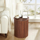 AVZEAR Fluted Round Side Table Small Mid Century End Table, 17.7" Fluted Nightstands Modern Circle Bedside Tables, Wood Night Stand for Small Spaces, Living Room, Bedroom (Rustic Walnut) by CozyNest Decor