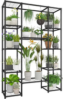 Plant Stand Outdoor Tall Plant Shelf Indoor Metal Large Hanging Plant Cabinet Waterproof Plant Rack Flower Holder for Living Room Patio Balcony Garden Black by GreenHaven Gardens