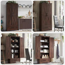 72" Tall Wood Storage Cabinet, Farmhouse Kitchen Pantry Cabinet with Adjustable Shelves & Drawer & Barn Doors, Versatile Storage for Kitchen, Dining Room, Bathroom, Brown by CozyNest Decor