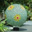 Gazing Ball 8 Inch Flower Glass Mosaic Garden Globe Outdoor Gazing Globe Yard Ornament for Garden Yard Home Lawn Outdoor Decoration Gift for Women (Not Solar Powered) by CozyNest Decor