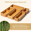 SMIRLY 5-Piece Bamboo Kitchen Drawer Organizer Set for Large and Small Utensils, Multi-use Storage Box - Bathroom, Nightstand, Jewelry, Cutlery, Knife, Spice, Towel, Junk Drawer Tray by CozyNest Decor